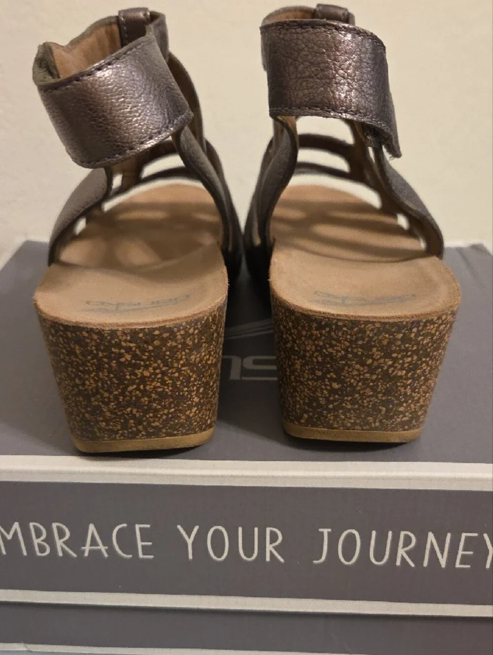 Women's Metallic Pewter Cage Platform Sandals